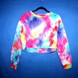 Refuge Athletics Crop Crew Tie Dye Sweatshirt Multi-color Medium